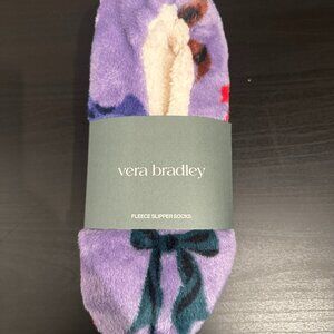 Vera Bradley Purple Fleece Bow Mosaic Slipper Socks Women’s Size Small New